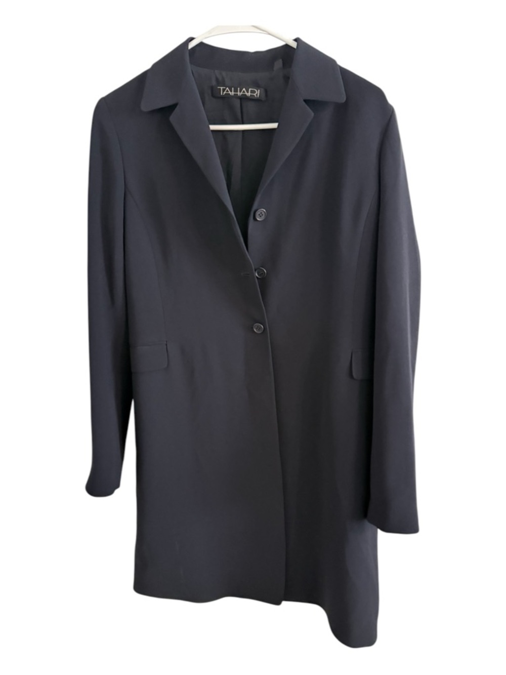 Tahari Navy Three-Button Women's Blazer Coat